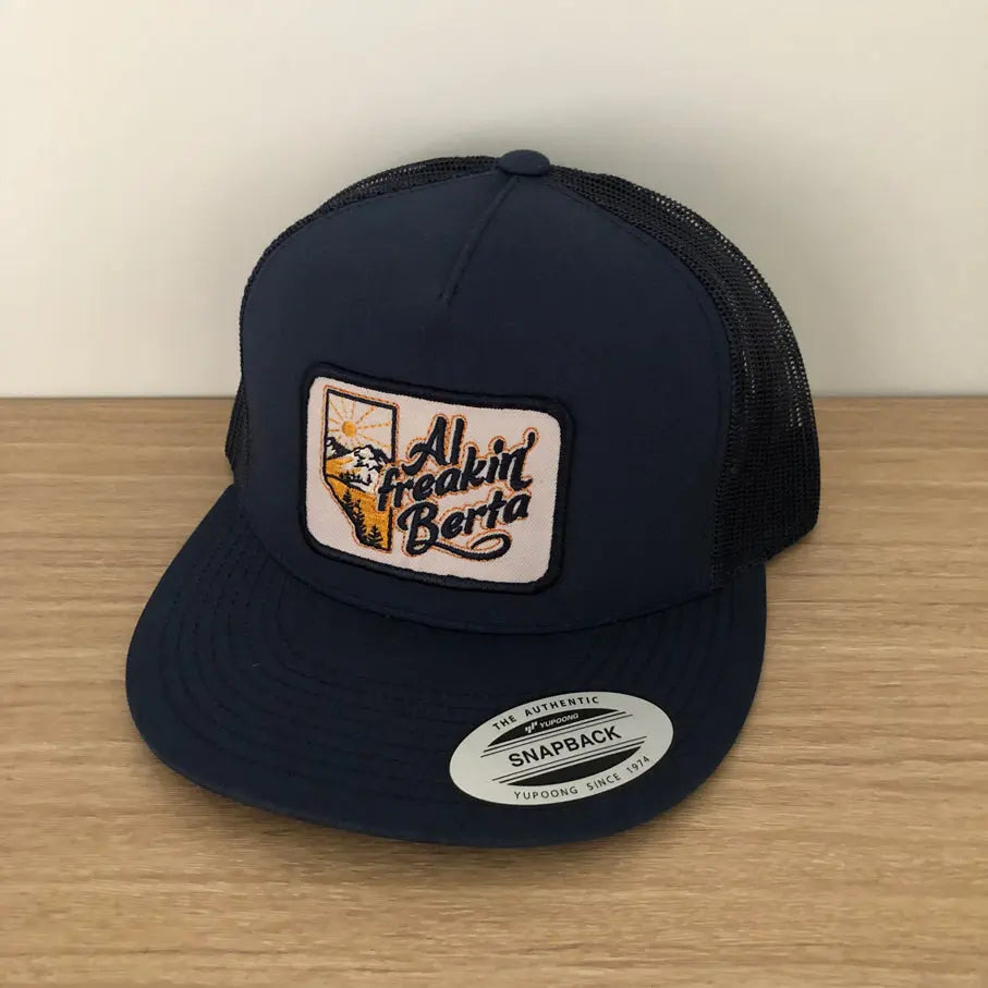 Al Freakin' Berta Flat Brim Trucker Hat - Navy Homework Brand
