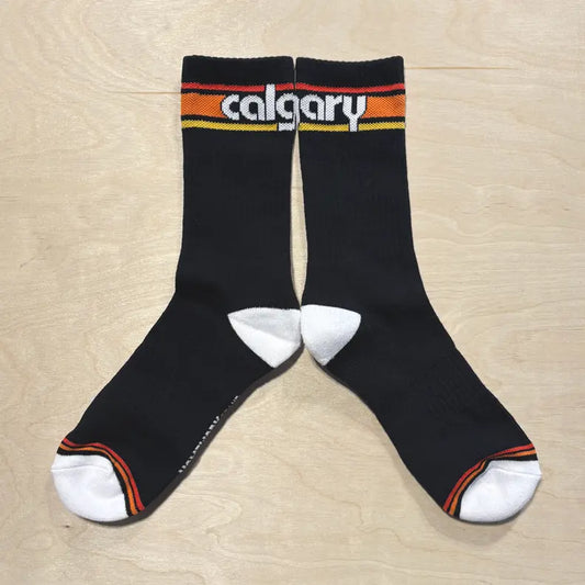 Retro Calgary Socks Black Homework Brand