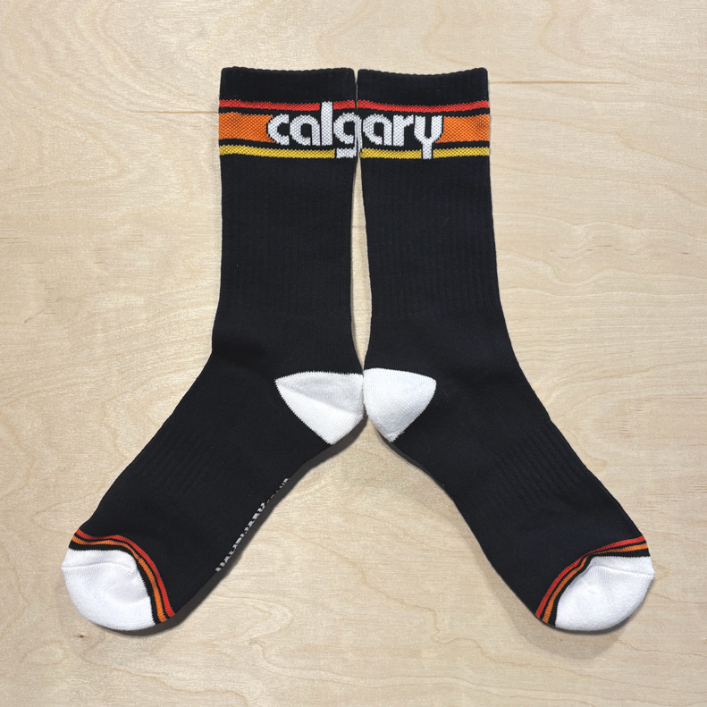 Retro Calgary Socks Black