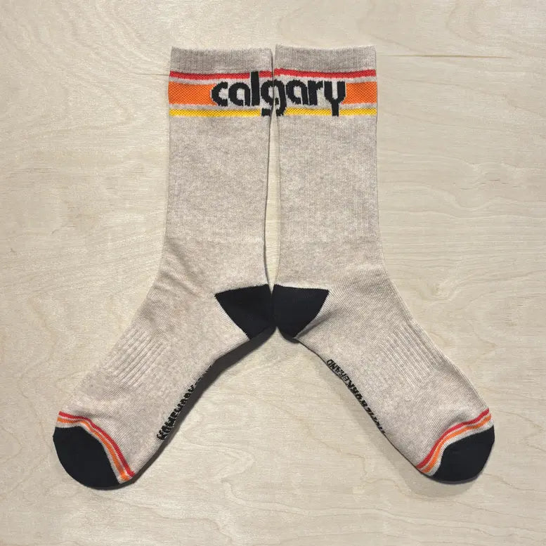 Retro Calgary Socks Oatmeal Homework Brand